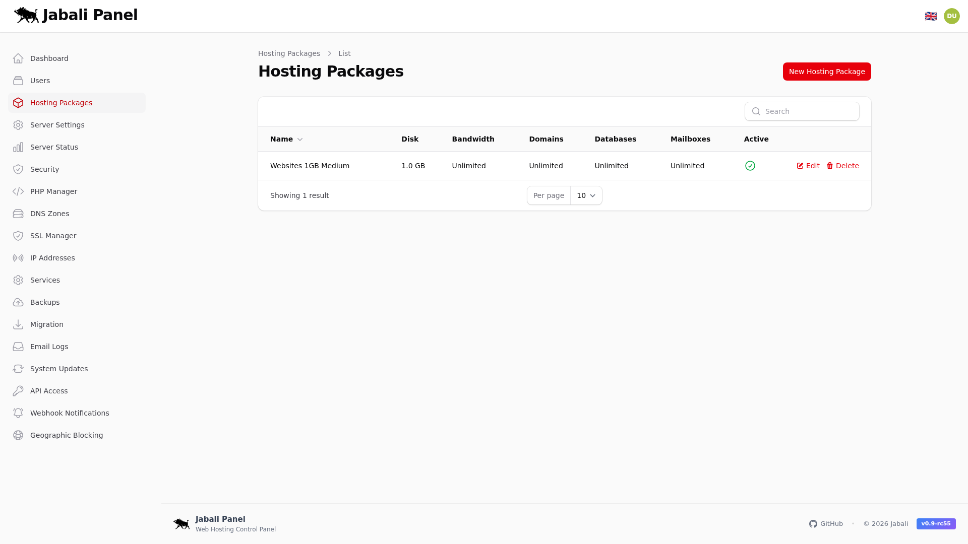 Jabali-Admin/Hosting-Packages Screenshot