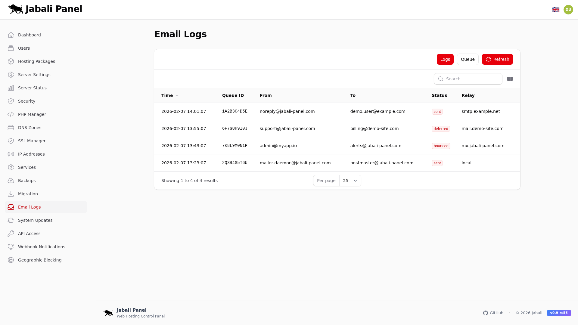 Server Settings - Email