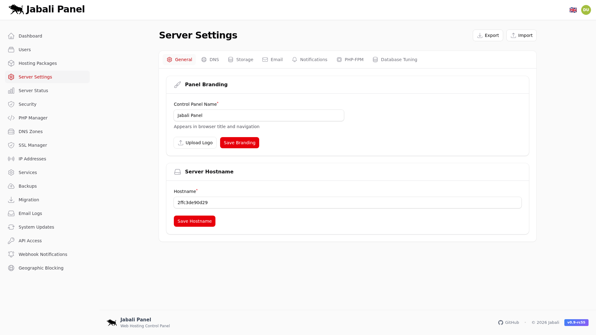 Server Settings - General