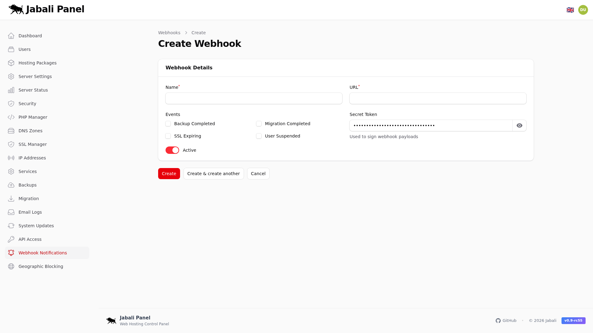 Jabali-Admin/Webhook-Endpoints/{Record}/Edit Screenshot