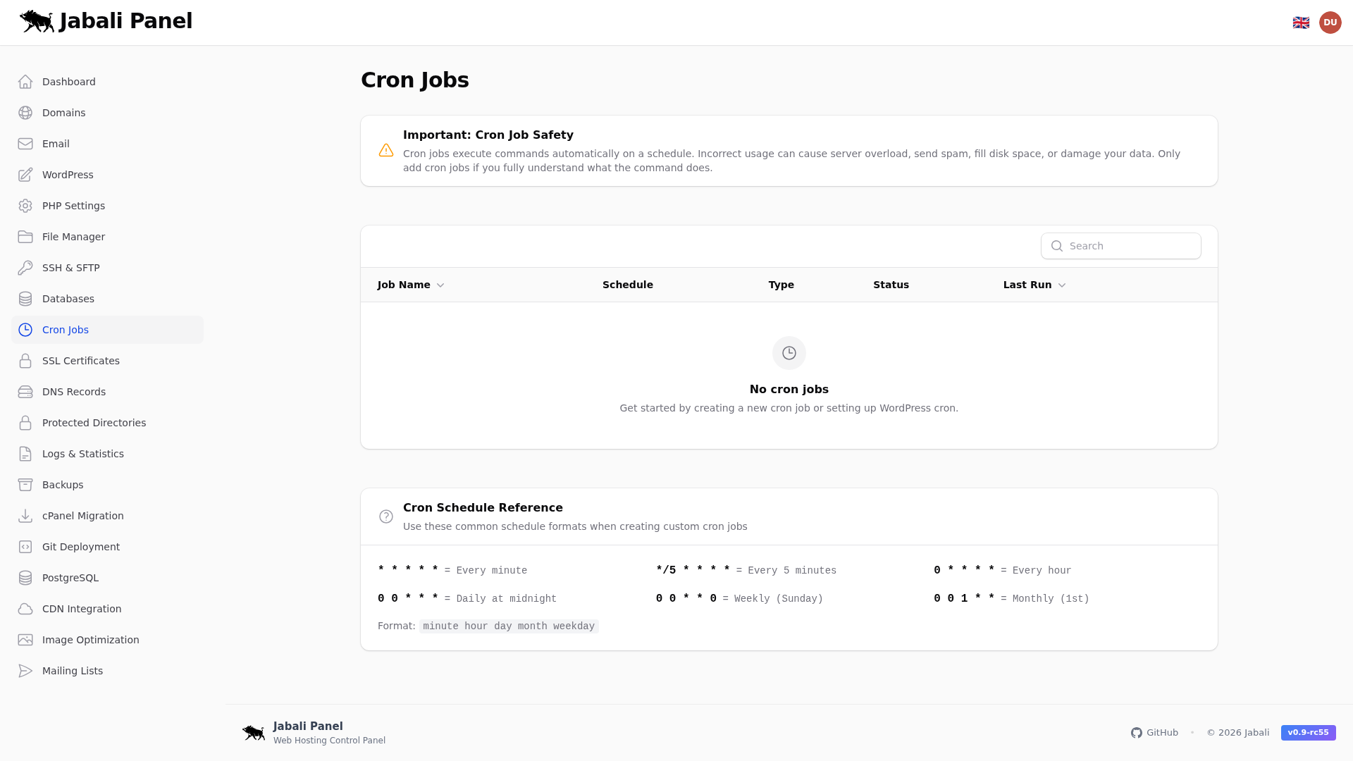 Cron Jobs Screenshot