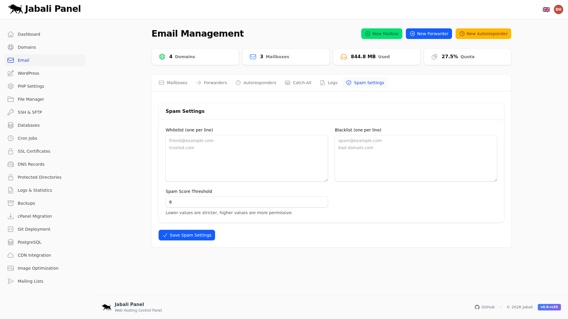 Email - Spam Settings